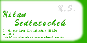 milan sedlatschek business card