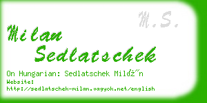 milan sedlatschek business card